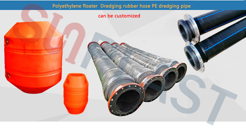 Pogłębiarka z HDPE-pipe floats-Rubber hoses